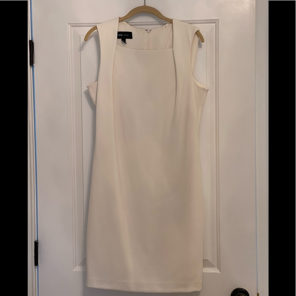 MNG Basics Mango cream dress. Tiny stain on inside lining at back of neck. M